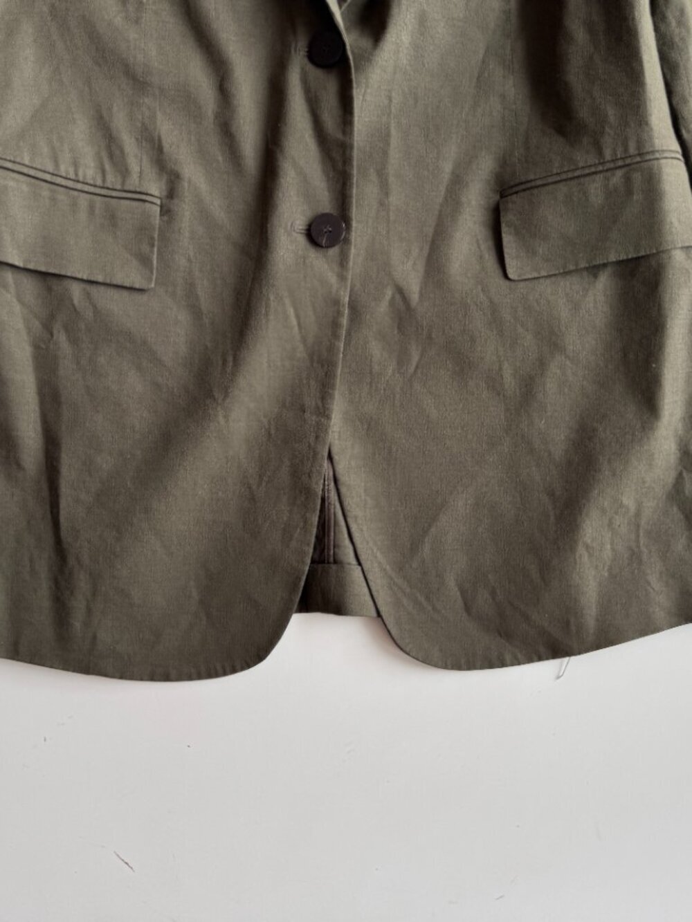 2pc THEORY Eco Crunch Olive Green Linen Blend Chino Blazer Suit Set, Size 2/4 - Picture 6 of 16